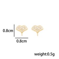 1 Pair Simple Style Classic Style Ginkgo Leaf Plating Inlay Sterling Silver Zircon 14K Gold Plated Ear Studs main image 4