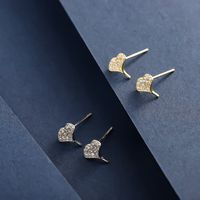 1 Pair Simple Style Classic Style Ginkgo Leaf Plating Inlay Sterling Silver Zircon 14K Gold Plated Ear Studs main image 1