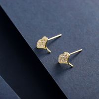 1 Pair Simple Style Classic Style Ginkgo Leaf Plating Inlay Sterling Silver Zircon 14K Gold Plated Ear Studs main image 2