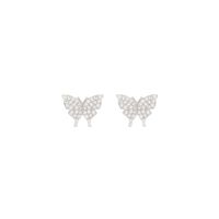 1 Pair Basic Simple Style Classic Style Butterfly Plating Inlay Sterling Silver Zircon 14K Gold Plated Ear Studs main image 5