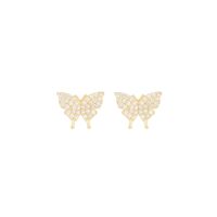 1 Pair Basic Simple Style Classic Style Butterfly Plating Inlay Sterling Silver Zircon 14K Gold Plated Ear Studs main image 4