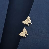 1 Pair Basic Simple Style Classic Style Butterfly Plating Inlay Sterling Silver Zircon 14K Gold Plated Ear Studs main image 6