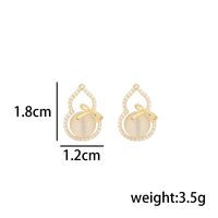 1 Pair Simple Style Classic Style Commute Gourd Plating Inlay Sterling Silver Opal Zircon 14K Gold Plated Ear Studs main image 2