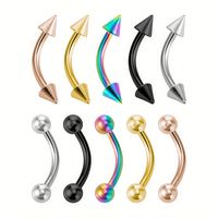 10 Pieces Lip Rings Hip-Hop Rock Punk Geometric 304 Stainless Steel 14K Gold Plated Lip Rings Eyebrow Studs main image 1