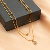 Copper 18K Gold Plated Simple Style Classic Style Inlay Letter Rhinestones Zircon Double Layer Necklaces sku image 23