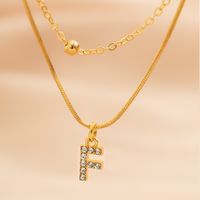 Copper 18K Gold Plated Simple Style Classic Style Inlay Letter Rhinestones Zircon Double Layer Necklaces sku image 25