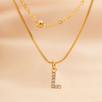 Copper 18K Gold Plated Simple Style Classic Style Inlay Letter Rhinestones Zircon Double Layer Necklaces sku image 5