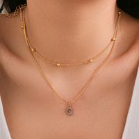 Copper 18K Gold Plated Simple Style Classic Style Inlay Letter Rhinestones Zircon Double Layer Necklaces sku image 11