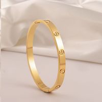 Elegant Solid Color 304 Stainless Steel 18K Gold Plated Bangle In Bulk main image 4