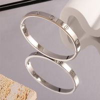 Elegant Solid Color 304 Stainless Steel 18K Gold Plated Bangle In Bulk main image 7