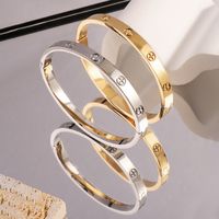 Elegant Solid Color 304 Stainless Steel 18K Gold Plated Bangle In Bulk main image 6