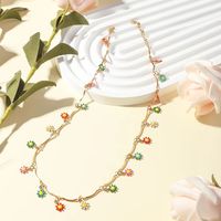304 Stainless Steel 18K Gold Plated Sweet Enamel Moon Flower Butterfly Necklace main image 7