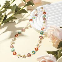 304 Stainless Steel 18K Gold Plated Sweet Enamel Moon Flower Butterfly Necklace main image 5