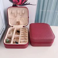Simple Style Solid Color Leather Jewelry Boxes sku image 19