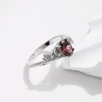 Sterling Silver Rhodium Plated Retro Simple Style Shiny Hollow Out Inlay Oval Zircon Rings main image 5