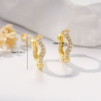 1 Pair Basic Simple Style Waves Inlay Copper Zircon Hoop Earrings sku image 3