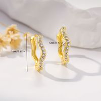 1 Pair Basic Simple Style Waves Inlay Copper Zircon Hoop Earrings sku image 2