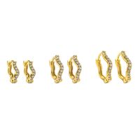 1 Pair Basic Simple Style Waves Inlay Copper Zircon Hoop Earrings main image 6