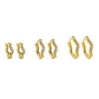 1 Paire De Base Style Simple Vagues Incruster Le Cuivre Zircon Boucles D'oreilles Cerceau main image 6