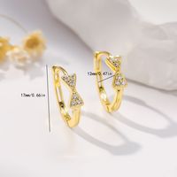 1 Pair Sweet Simple Style Bowtie Inlay Copper Zircon Hoop Earrings main image 4