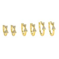 1 Pair Sweet Simple Style Bowtie Inlay Copper Zircon Hoop Earrings main image 6
