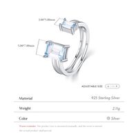 Sterling Silber Überzogen Mit Rhodium Elegant Einfacher Stil Pendeln Inlay Rechteck Zirkon Offener Ring main image 4