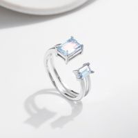 Sterling Silver Rhodium Plated Elegant Simple Style Commute Inlay Rectangle Zircon Open Rings main image 1