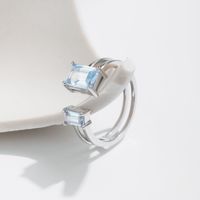 Sterling Silber Überzogen Mit Rhodium Elegant Einfacher Stil Pendeln Inlay Rechteck Zirkon Offener Ring main image 6