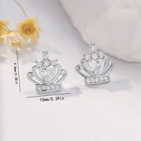 1 Pair Sweet Classic Style Crown Butterfly Inlay Copper Zircon Ear Studs main image 3