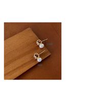 1 Pair Romantic Geometric Plating Inlay Sterling Silver Pearl Ear Studs main image 2