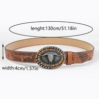 Casual Vintage Style Cattle Pu Leather Metal Button Wooden Beads Unisex Leather Belts sku image 2