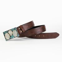 Vintage Style Simple Style Geometric Pu Leather Metal Button Inlaid Turquoise Turquoise Unisex Leather Belts main image 6