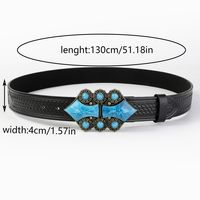 Vintage Style Simple Style Geometric Pu Leather Metal Button Inlaid Turquoise Turquoise Unisex Leather Belts sku image 3