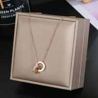304 Stainless Steel IG Style Simple Style Plating Inlay Four Leaf Clover Round Heart Shape Shell Zircon Pendant Necklace sku image 24