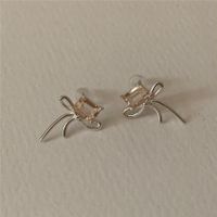 1 Pair Simple Style Bow Knot Plating Inlay Sterling Silver Pearl Ear Studs main image 3