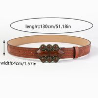 Vintage Style Simple Style Geometric Pu Leather Metal Button Inlaid Turquoise Turquoise Unisex Leather Belts sku image 2