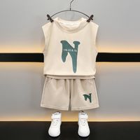 Children'S Day Casual Classic Style Sports Letter Solid Color Elastic Waist Cotton Blend Boys Clothing Sets main image 1