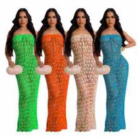 Women's Sheath Dress Vacation Strapless Sleeveless Solid Color Maxi Long Dress Daily Beach main image 1