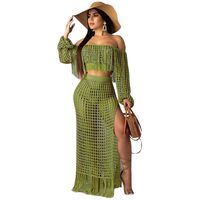 Holiday Daily Women's Vacation Solid Color Polyester Hollow Out Skirt Sets Skirt Sets main image 4