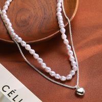 Elegant Sweet Heart Shape Alloy Beaded Unisex Double Layer Necklaces main image 3