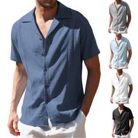 Men's Solid Color Simple Style Turndown Short Sleeve Slim Men's T-shirt main image 1
