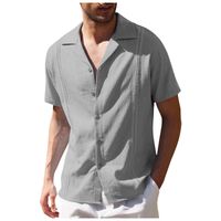 Men's Solid Color Simple Style Turndown Short Sleeve Slim Men's T-shirt main image 3