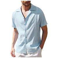 Men's Solid Color Simple Style Turndown Short Sleeve Slim Men's T-shirt main image 5