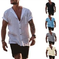 Men's Solid Color Simple Style Turndown Short Sleeve Loose Men's T-shirt main image 1