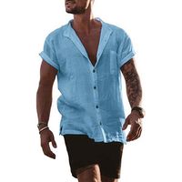 Männer Einfarbig Einfacher Stil Ablehnen Kurzarm Lose Männer T-Shirt main image 5