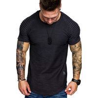 Hombres Color Sólido Estilo Simple Cuello Redondo Sin Cuello Manga Corta Delgado Camiseta Hombre main image 2