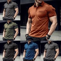 Men's Solid Color Simple Style Turndown Short Sleeve Loose Men's T-shirt main image 6