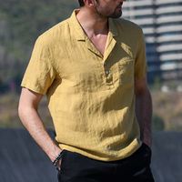 Hombres Color Sólido Estilo Simple Rechazar Manga Corta Ajuste Regular Camiseta Hombre main image 4