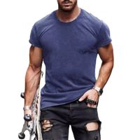 Hommes Couleur Unie Style Simple Col Rond Manche Courte Coupe Régulière T-shirt Homme main image 2