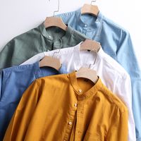 Men's Solid Color Simple Style Standing Collar Long Sleeve Regular Fit Men's Tops main image 1
